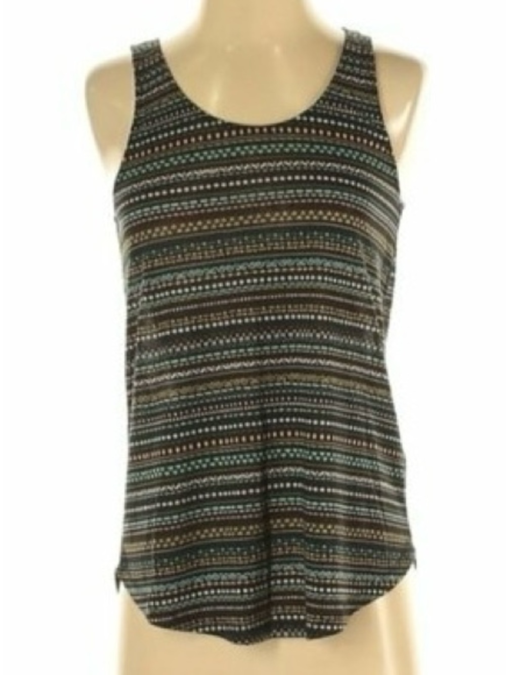 H&M Black, Teal and Brown Patterned Tank Top